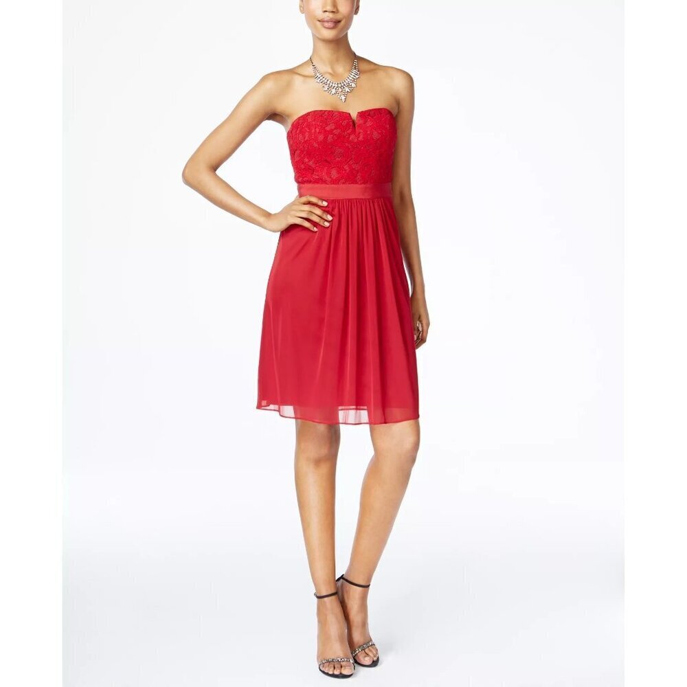 NWT. Adrianna Papell Strapless Lace A-Line Dress SIze 4 Womens